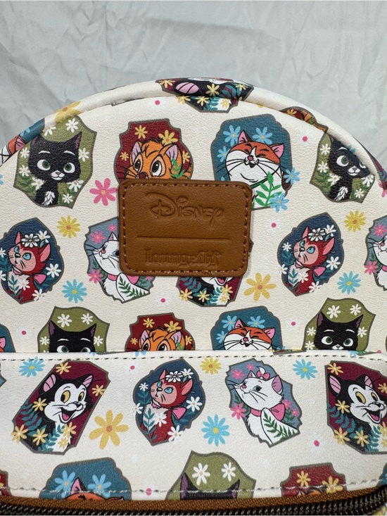 Loungefly Cream Mini Backpack with Multi-Color Cat Icons main image 6